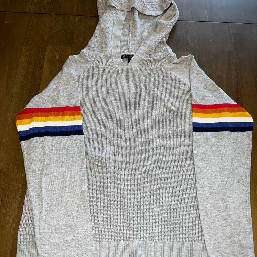 Grey sweater with a hood